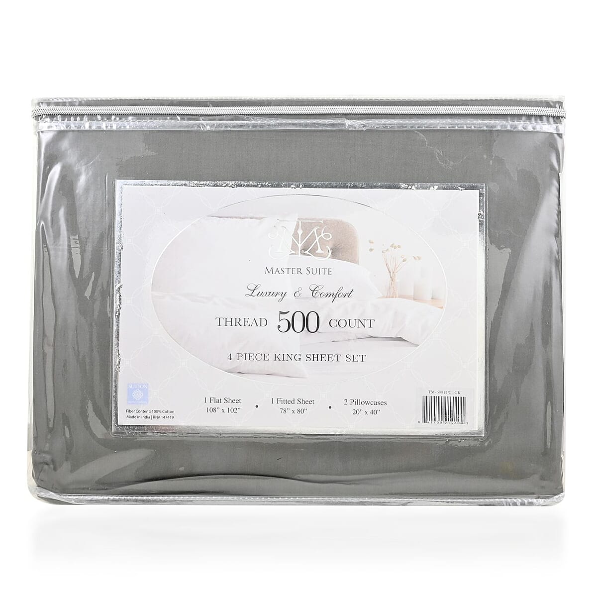 Closeout Master Suite Olive Gray 500TC 100% Cotton Sheet Set -King One Size image number 1