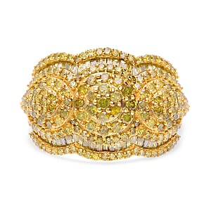 Yellow Diamond Ring in Platinum Over Sterling Silver (Size 7.0) 1.50 ctw