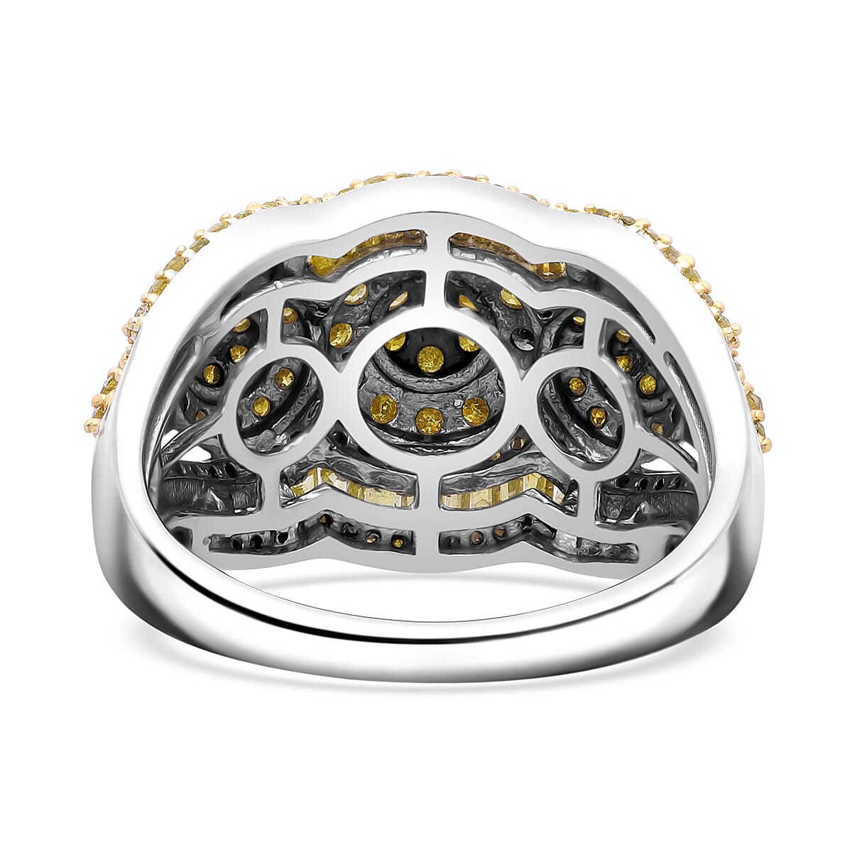 Yellow Diamond Ring in Platinum Over Sterling Silver (Size 7.0) 1.50 ctw image number 4