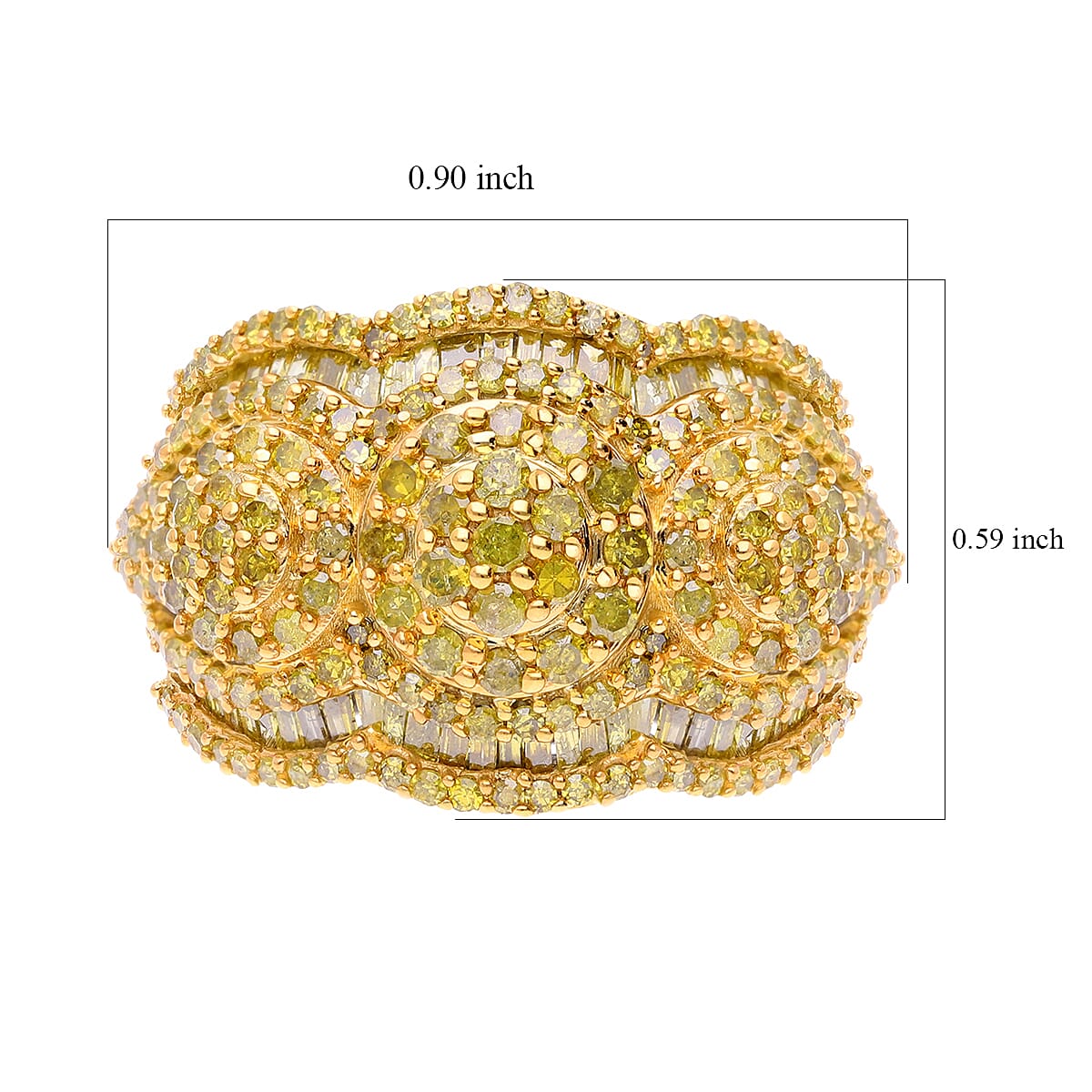 Yellow Diamond Ring in Platinum Over Sterling Silver (Size 7.0) 1.50 ctw image number 5