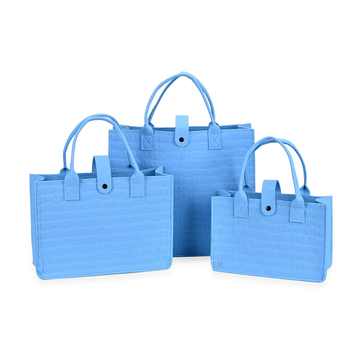 Set of 3 Blue Embossed Felt Bags - Small, Medium, Large image number 0