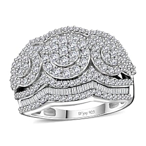 Diamond Ring in Platinum Over Sterling Silver (Size 6.0) 1.50 ctw