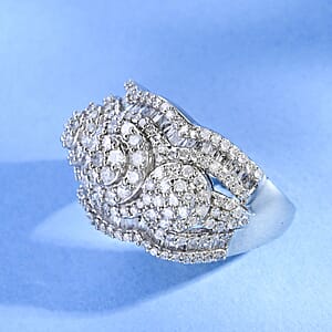 Diamond Ring in Platinum Over Sterling Silver (Size 6.0) 1.50 ctw