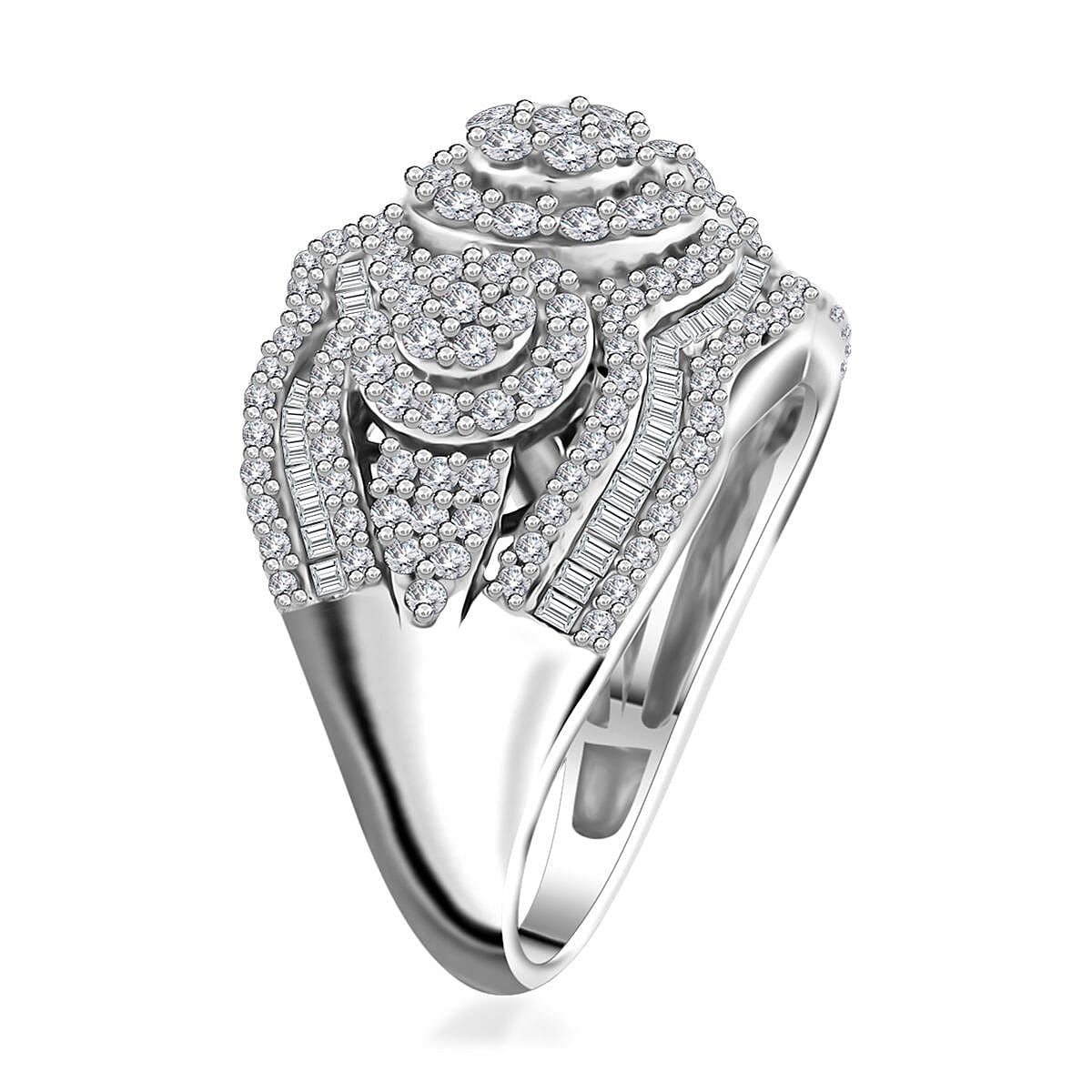 Diamond Ring in Platinum Over Sterling Silver (Size 6.0) 1.50 ctw image number 3