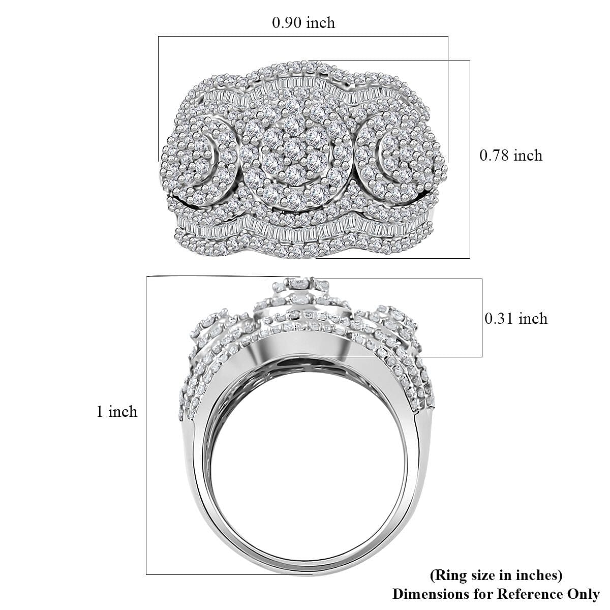 Diamond Ring in Platinum Over Sterling Silver (Size 6.0) 1.50 ctw image number 5
