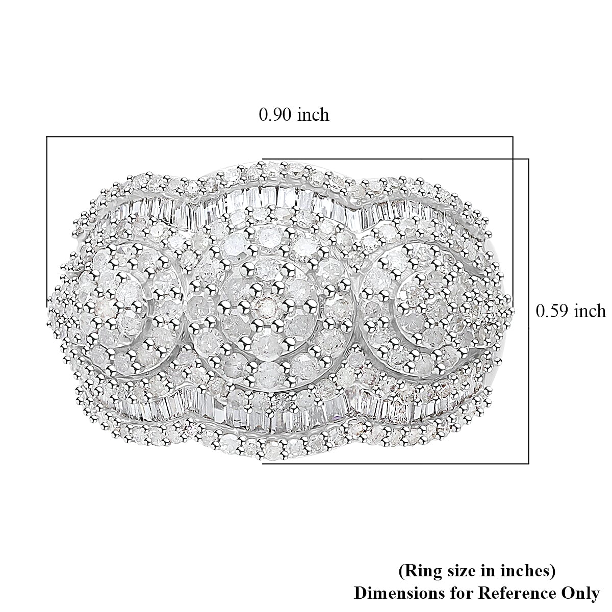 Diamond Ring in Platinum Over Sterling Silver (Size 9.0) 1.50 ctw image number 5