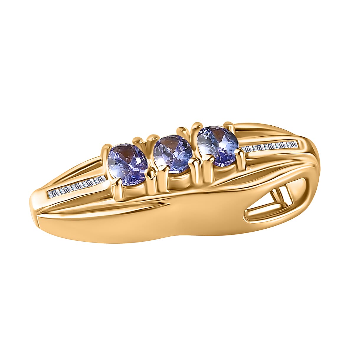 Tanzanite and Diamond 0.65 ctw Pendant without Chain in 18K Vermeil Yellow Gold Over Sterling Silver