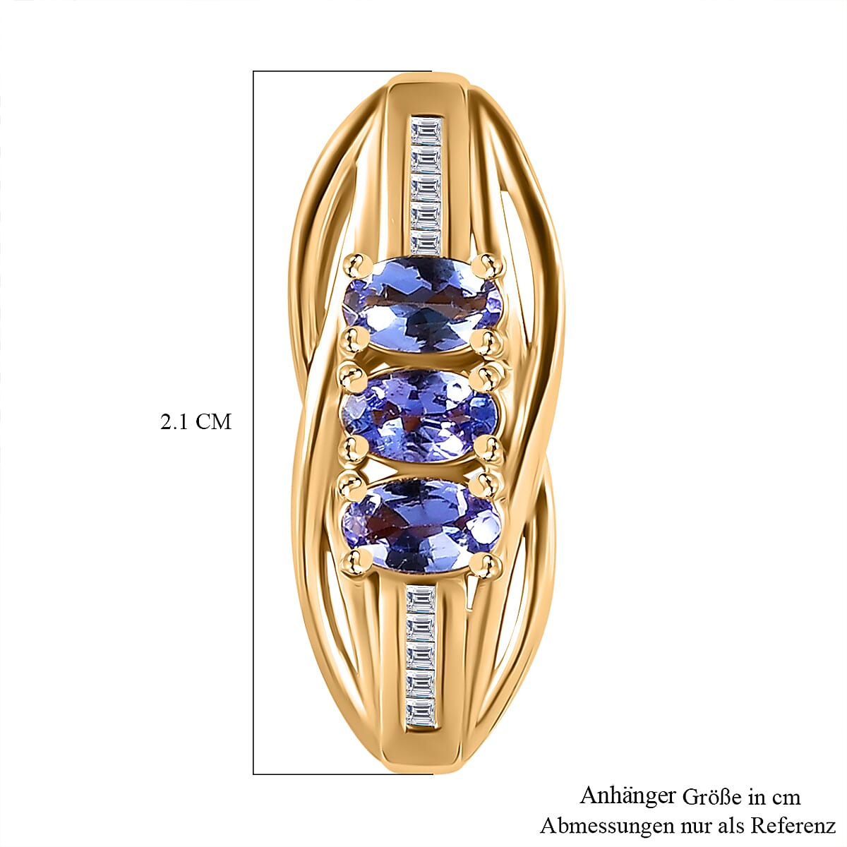 Tanzanite and Diamond 0.65 ctw Pendant without Chain in 18K Vermeil Yellow Gold Over Sterling Silver