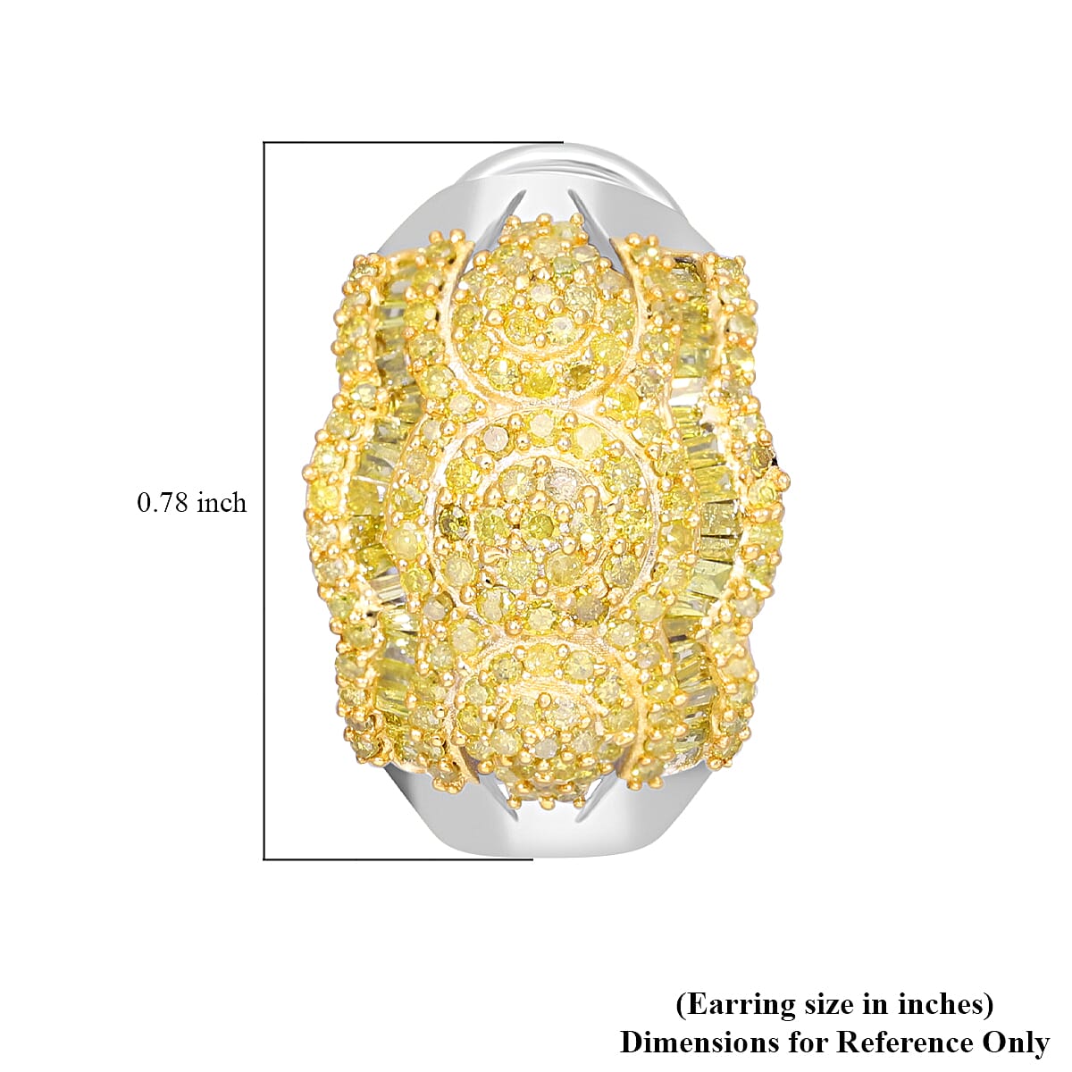 Yellow Diamond Omega Clip Earrings in Platinum Over Sterling Silver 1.50 ctw image number 5