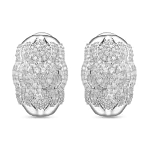 Diamond Omega Clip Earrings in Platinum Over Sterling Silver 1.50 ctw