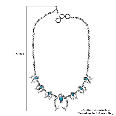 Artisan Crafted Sleeping Beauty Turquoise Squash Blossom Necklace 18-20 Inches in Sterling Silver 4.60 ctw
