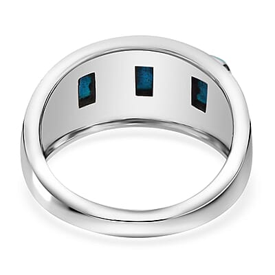 Artisan Crafted Sleeping Beauty Turquoise 3 Stone Ring in Sterling Silver (Size 10.0) 0.85 ctw