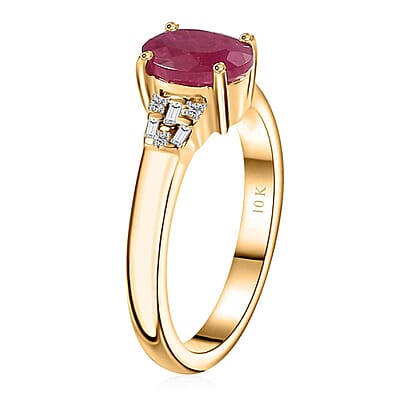 Luxoro AAA Montepuez Ruby and G-H I2 Diamond 1.90 ctw Ring in 10K Yellow Gold (Size 7.0)