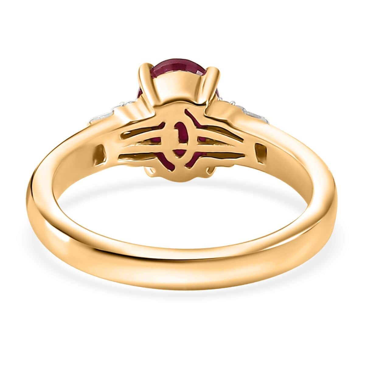 Luxoro AAA Montepuez Ruby and G-H I2 Diamond 1.90 ctw Ring in 10K Yellow Gold (Size 7.0) image number 4