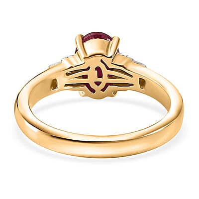 Luxoro AAA Montepuez Ruby and G-H I2 Diamond 1.90 ctw Ring in 10K Yellow Gold (Size 7.0)