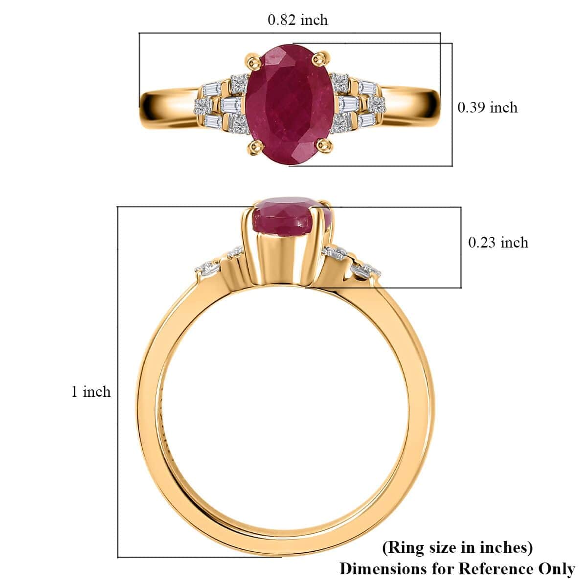 Luxoro AAA Montepuez Ruby and G-H I2 Diamond 1.90 ctw Ring in 10K Yellow Gold (Size 7.0) image number 5