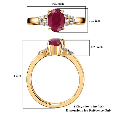 Luxoro AAA Montepuez Ruby and G-H I2 Diamond 1.90 ctw Ring in 10K Yellow Gold (Size 7.0)
