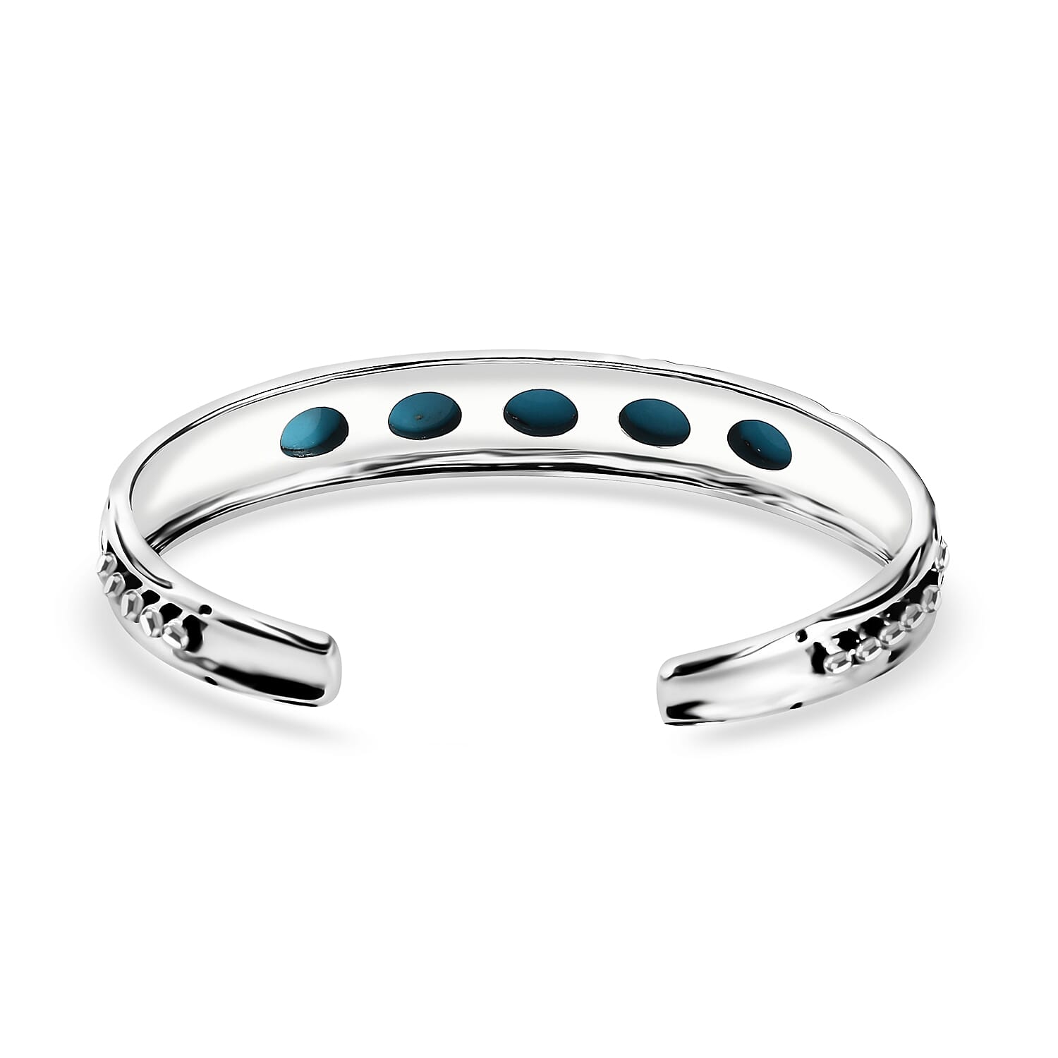 Artisan Crafted Sleeping Beauty Turquoise Feather Cuff Bracelet in Sterling Silver (7.25 In) 5.50 ctw