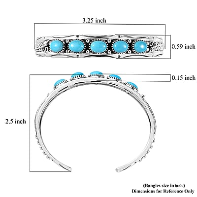 Artisan Crafted Sleeping Beauty Turquoise Feather Cuff Bracelet in Sterling Silver (7.25 In) 5.50 ctw