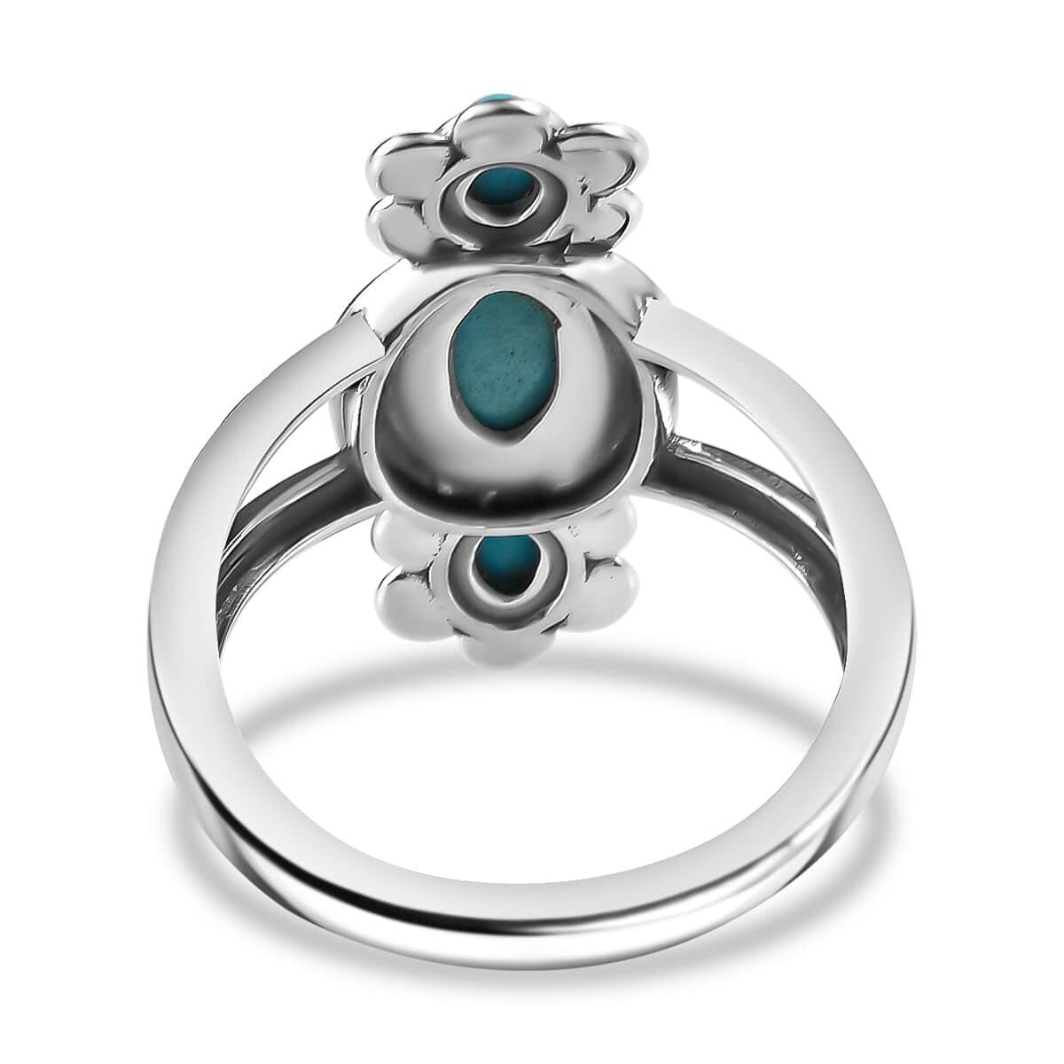 Artisan Crafted Sleeping Beauty Turquoise 3 Stone Ring in Sterling Silver 1.00 ctw image number 4