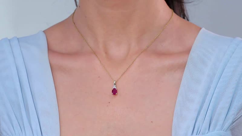 Luxoro 10K Yellow Gold AAA Montepuez Ruby and G-H I2 Diamond Pendant 1.85 ctw