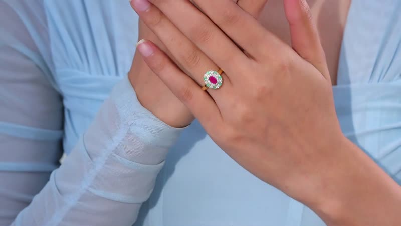 Montepuez Ruby and Multi Gemstone Ring in 18K Vermeil Yellow Gold Over Sterling Silver (Size 10.0) 1.25 ctw