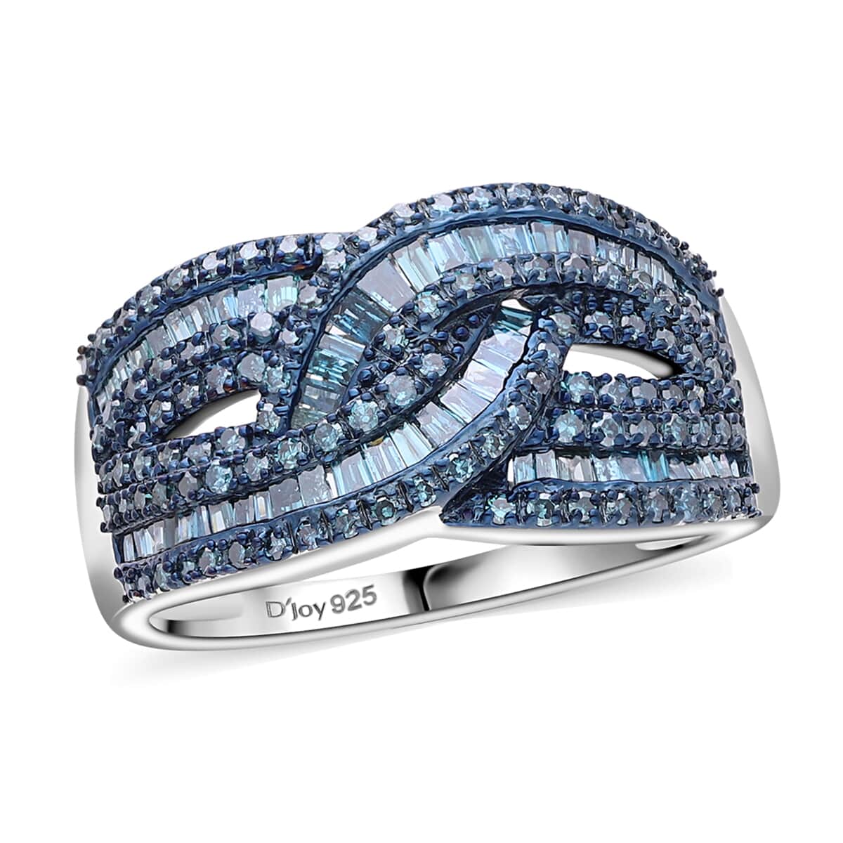 Doorbuster Blue Diamond 1.00 ctw Ring in Platinum Over Sterling Silver (Size 10.0) image number 0