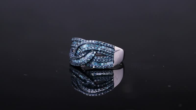 Doorbuster Blue Diamond 1.00 ctw Ring in Platinum Over Sterling Silver (Size 10.0)