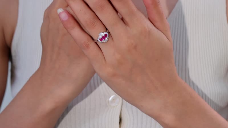 Montepuez Ruby, Moissanite Ring in Rhodium Over Sterling Silver (Size 10.0) 1.15 ctw