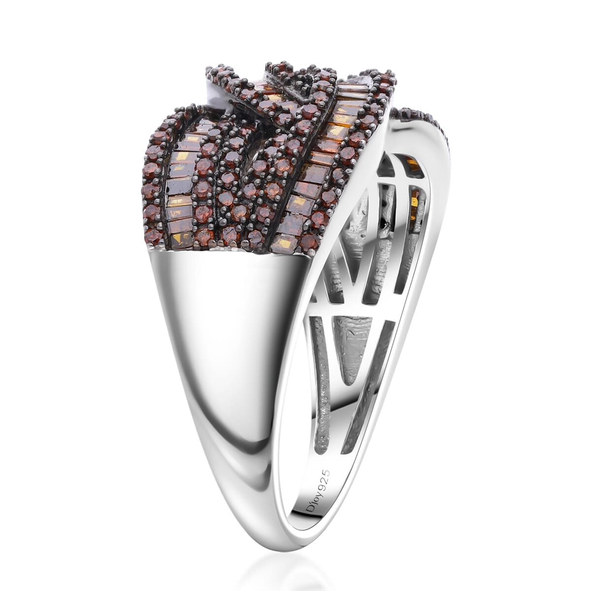 Blue Diamond 1.00 ctw Ring in Platinum Over Sterling Silver (Size 10.0) image number 3