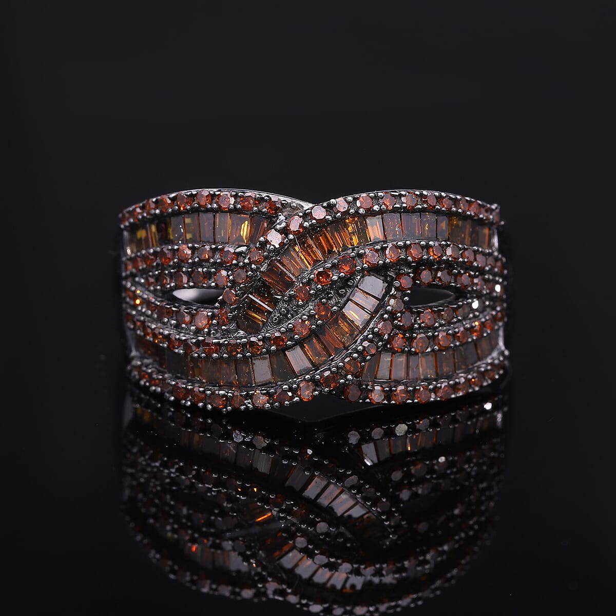 Red Diamond 1.00 ctw Bridge Over Ring in Platinum Over Sterling Silver (Size 9.0) image number 1