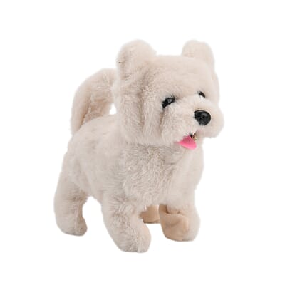 Livmore White Walking Plus Dog Toy (2xAA Battery Not Included)
