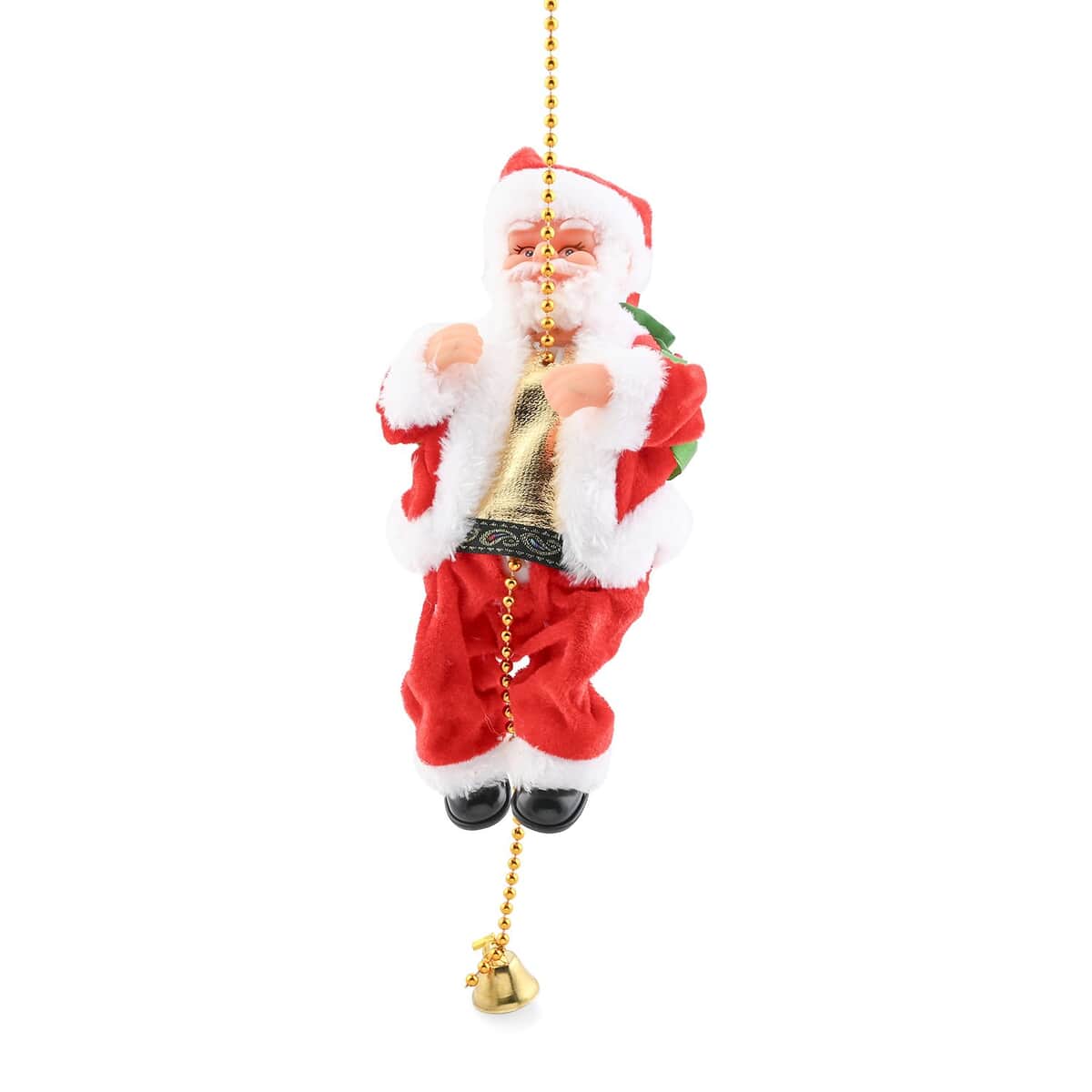 9-inch Climbing Santa Claus on Rope with Music and Dancing (3xAA Not Included) image number 1