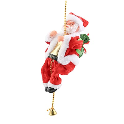 9-inch Climbing Santa Claus on Rope with Music and Dancing (3xAA Not Included)