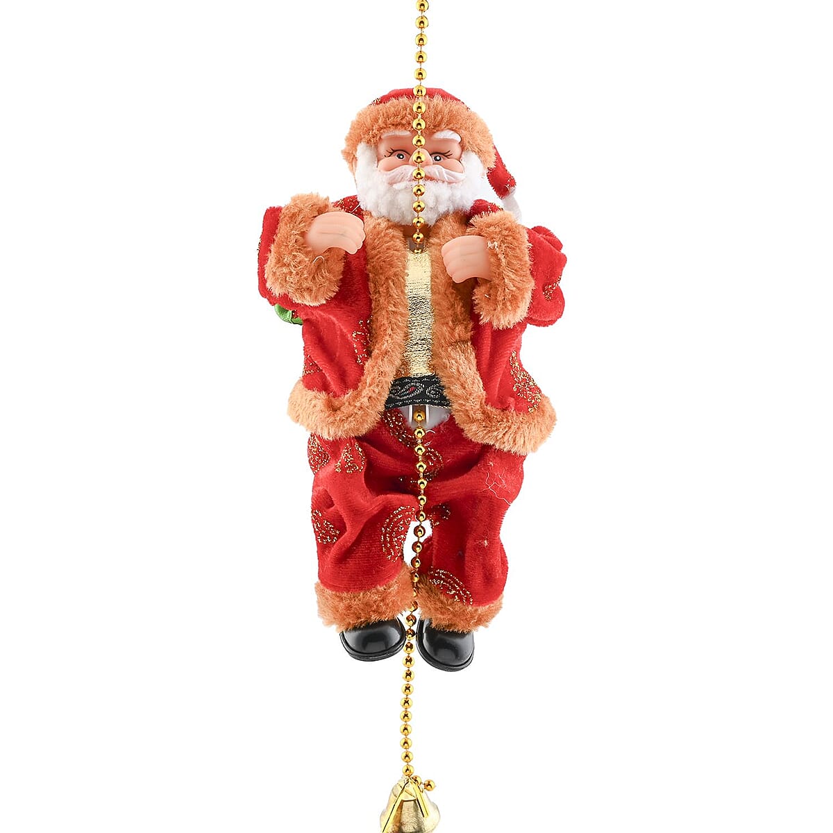 9-inch Climbing Santa Claus on Rope with Music and Dancing (3xAA Not Included) image number 1