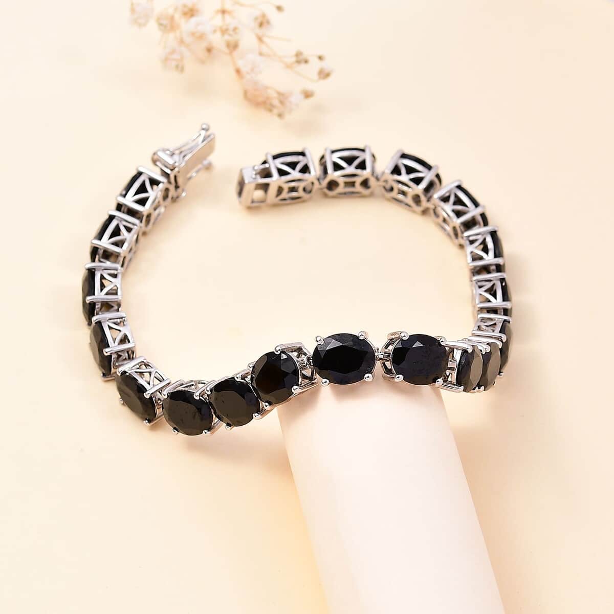 Karis Thai Black Spinel Bracelet in Platinum Bond (6.50 In) 57.60 ctw image number 1