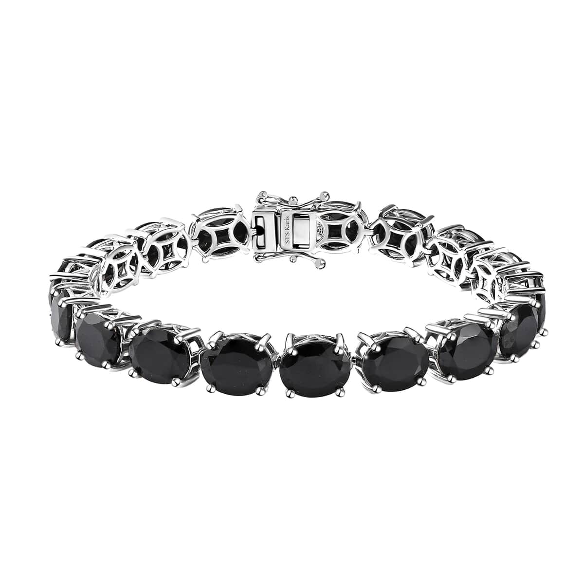 Karis Thai Black Spinel 57.60 ctw Bracelet in Platinum Bond (7.25 In) image number 0