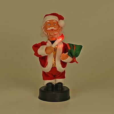 Bring Fun, Dancing and Singing 8-inch Santa Claus with Torch (2xAA Not Included)