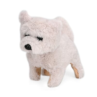 Set of 2 White Walking Plush Dog (2xAA Battery Not Included)