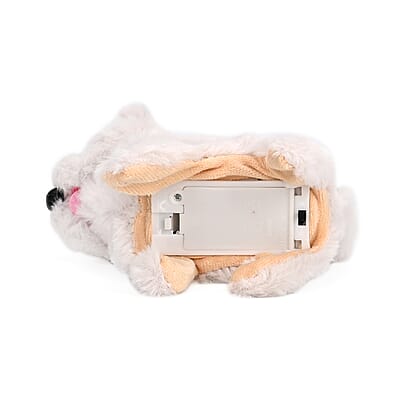 Set of 2 White Walking Plush Dog (2xAA Battery Not Included)