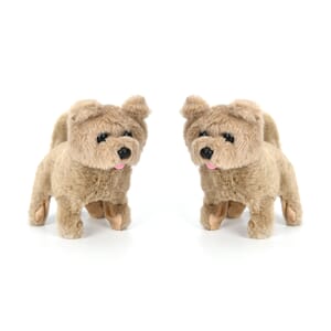 Set of 2 Cream Walking Plush Dog (2xAA Battery Not Included)