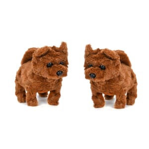Set of 2 Brown Walking Plush Dog (2xAA Battery Not Included)