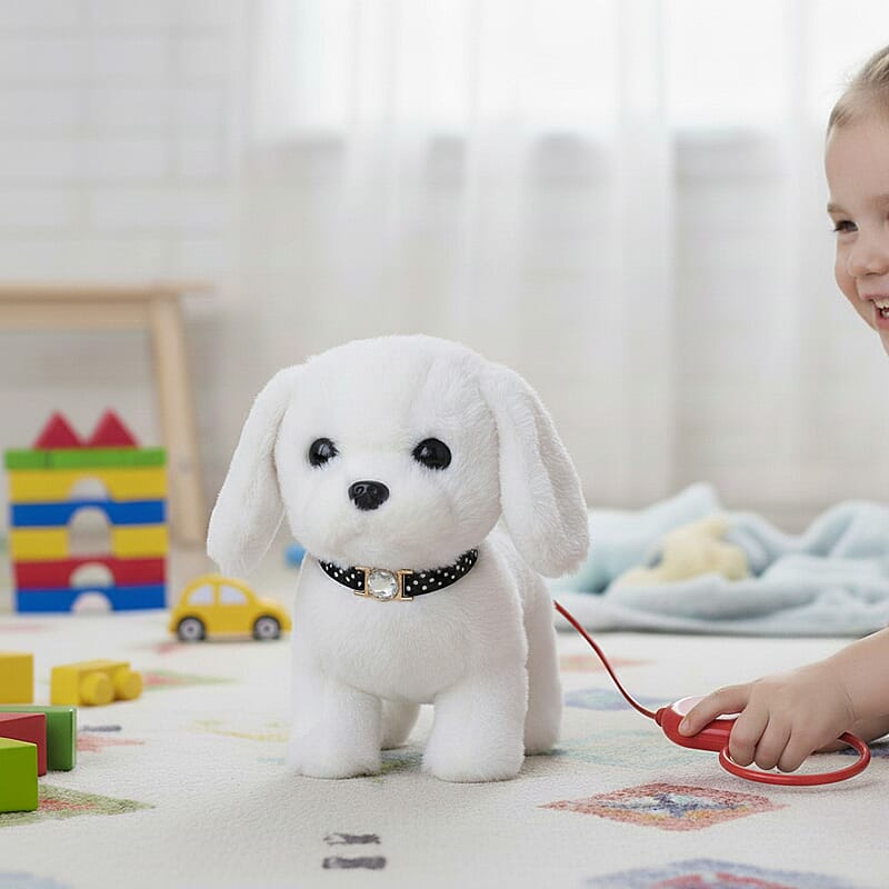 Livmore White Electronic Remote Control Plush Dog