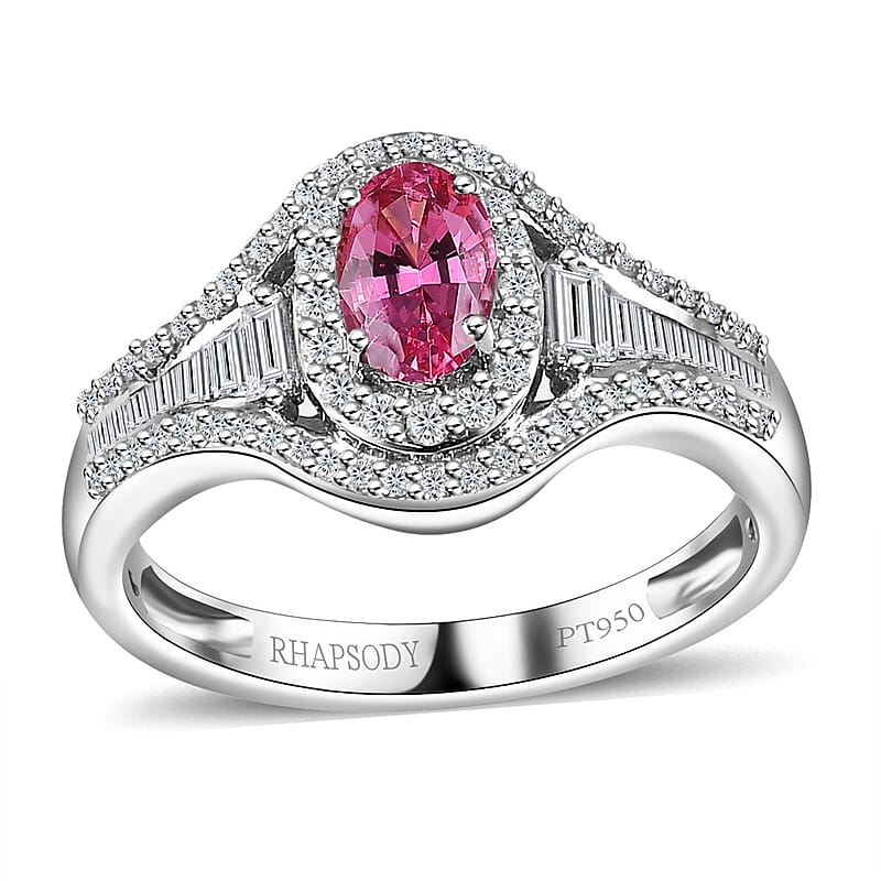 Rhapsody AAAA Mahenge Spinel and E-F VS2 Diamond 1.20 ctw Ring in 950 Platinum (Size 8.0) 6.10 Grams