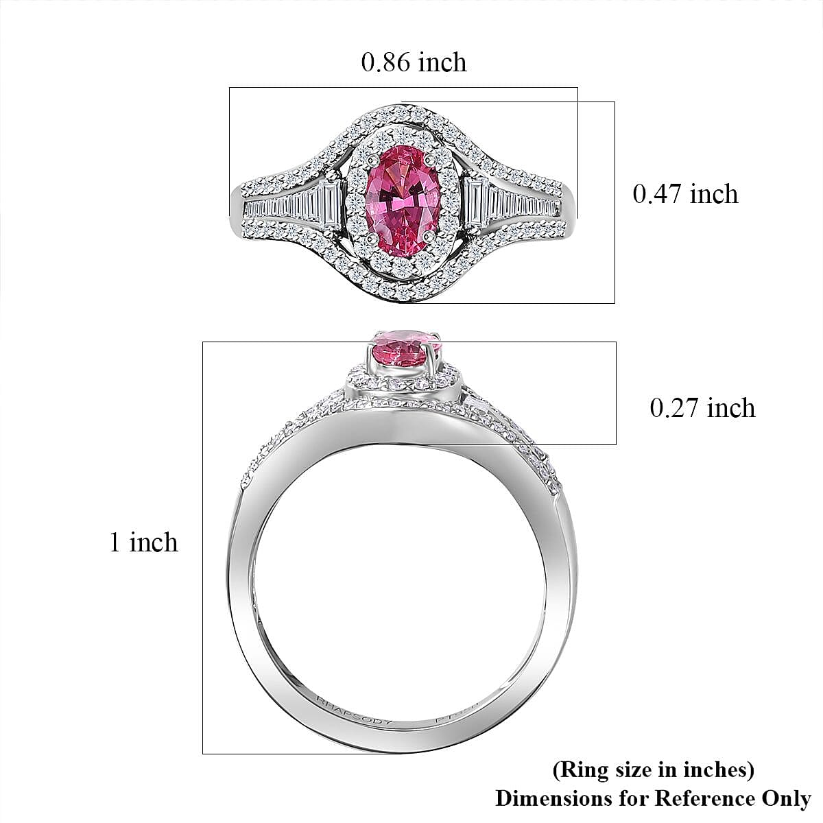Rhapsody AAAA Mahenge Spinel and E-F VS2 Diamond 1.20 ctw Ring in 950 Platinum (Size 8.0) 6.10 Grams