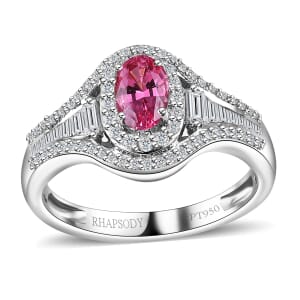 Rhapsody AAAA Mahenge Spinel and E-F VS2 Diamond 1.20 ctw Ring in 950 Platinum (Size 9.0) 6.10 Grams
