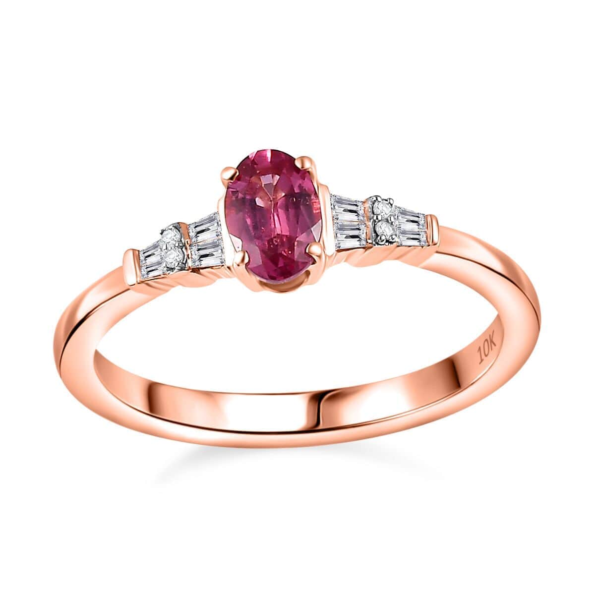 AAA Mahenge Spinel and G-H I2 Diamond 0.60 ctw Modern Glamour Ring in 10K Rose Gold (Size 6.0) image number 0