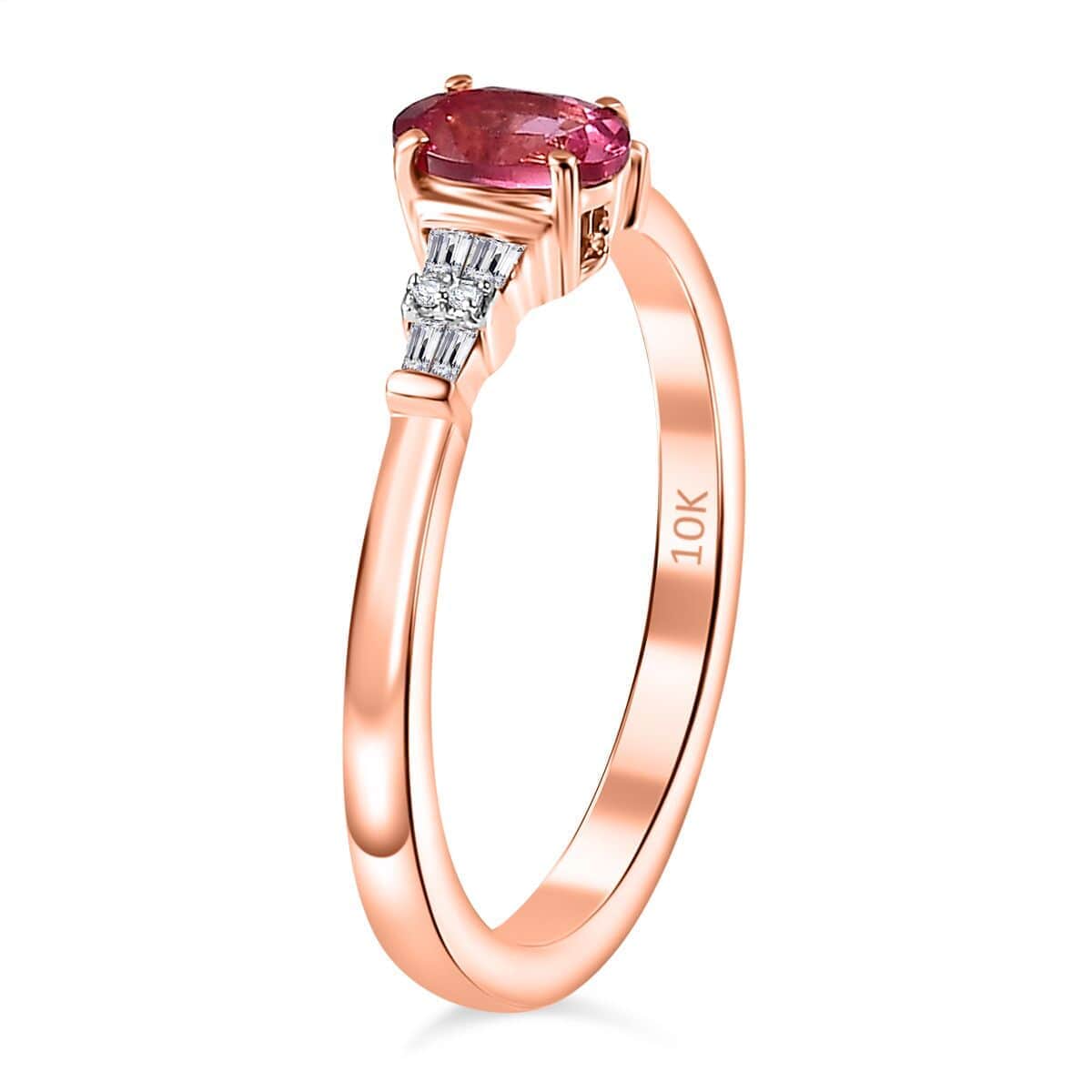 AAA Mahenge Spinel and G-H I2 Diamond 0.60 ctw Modern Glamour Ring in 10K Rose Gold (Size 6.0) image number 3