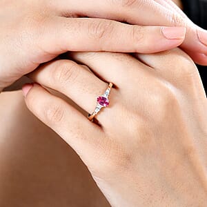 AAA Mahenge Spinel and G-H I2 Diamond 0.60 ctw Modern Glamour Ring in 10K Rose Gold (Size 7.0)
