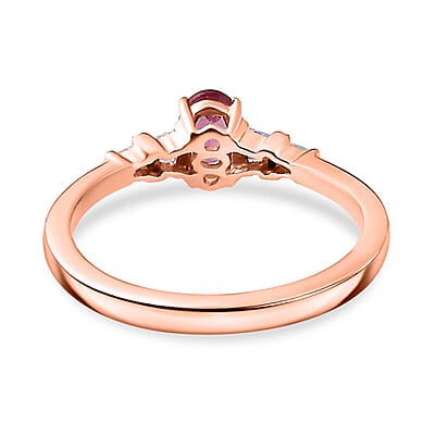 AAA Mahenge Spinel and G-H I2 Diamond 0.60 ctw Modern Glamour Ring in 10K Rose Gold (Size 7.0)